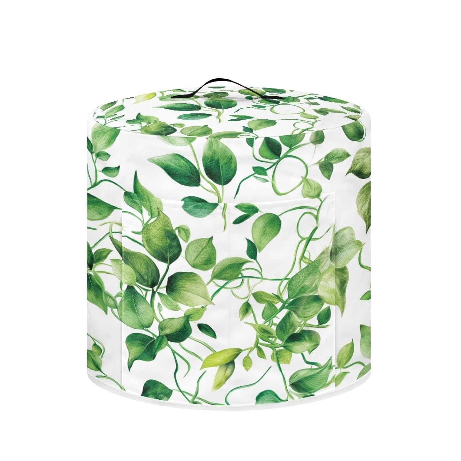 Cozeyat Green Leaves Pressure Cooker Air Fryer Cover,Round Pressure Cooker Dust Cover,Protective Cover with Pocket Kitchen Appliances for Electric Pressure Cooker Air Fryer Rice Cooker Steamer