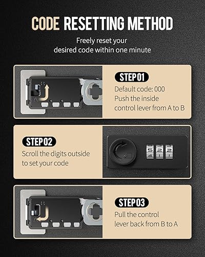 Miniatura 5 de Uniclife Gabinete de llaves de 60 posiciones con cerradura de combinación reiniciable, caja de almacenamiento de seguridad digital negra,