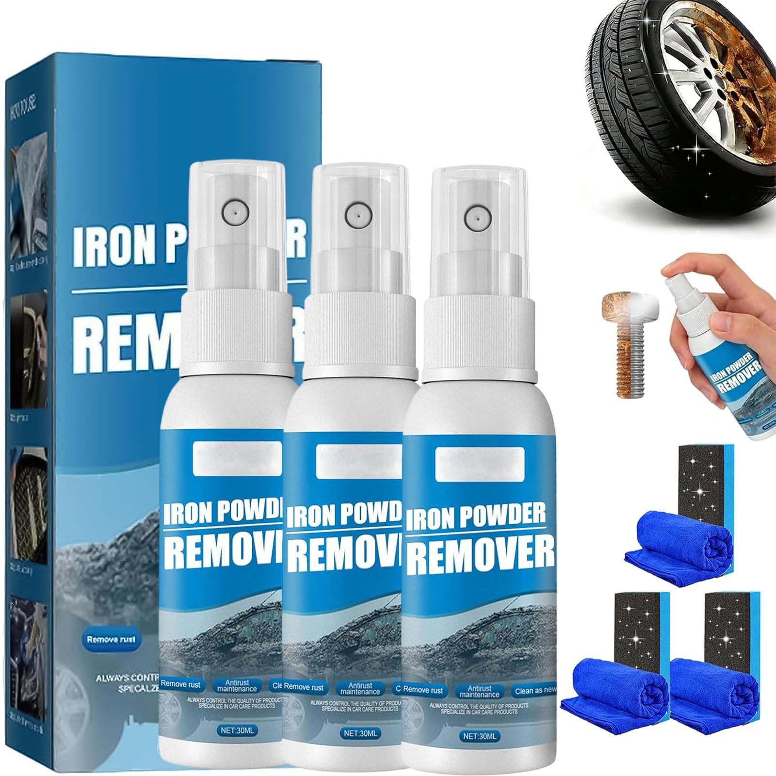 Multi-Functional Quick-Acting Rust Removal Spray, Portable Rust Remover Spray for Metal, Iron Powder Remover Sprays, Fast-Acting Formula & Easy Application, for Cars Metal Surfaces (30mi*1pc) — view 12