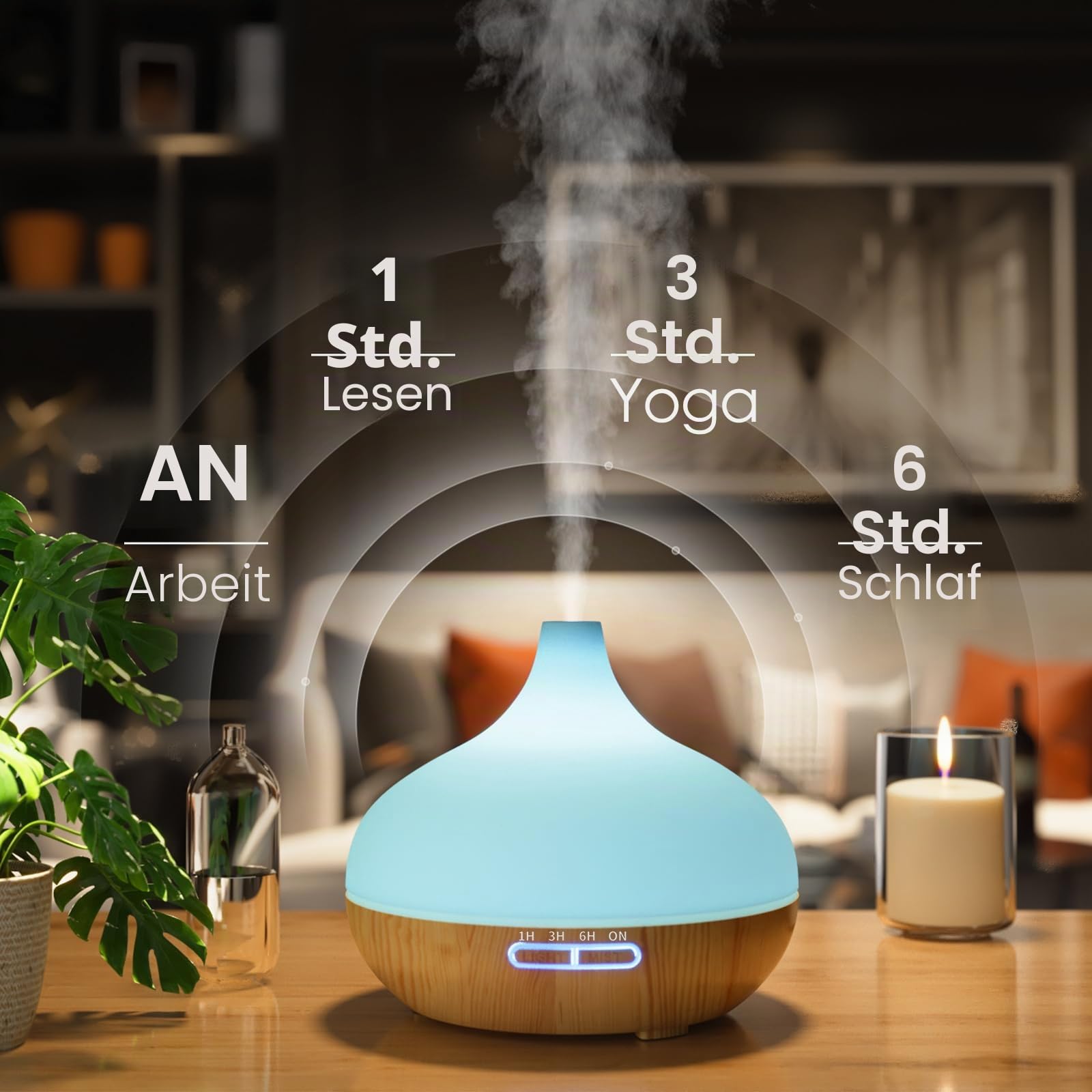 Aroma Diffuser Set für ätherische Öle 500ml Fernbedienung 14 LED Farben 4 Timer Einstellungen Raumduft Ideal für Entspannung, Wellness & Aromatherapie