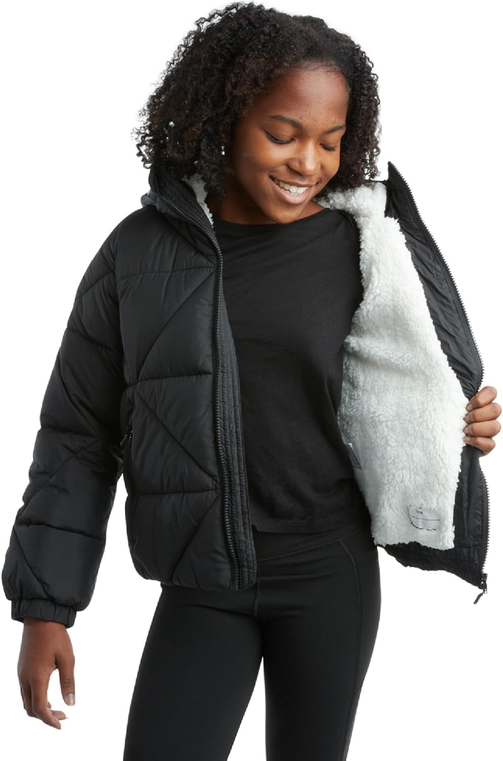 Reebok Girls Winter Coat - Heavyweight Quilted Sherpa Fur Lined Cropped Parka Puffer Jacket - Warm Winter Coats for Girls - Image 2