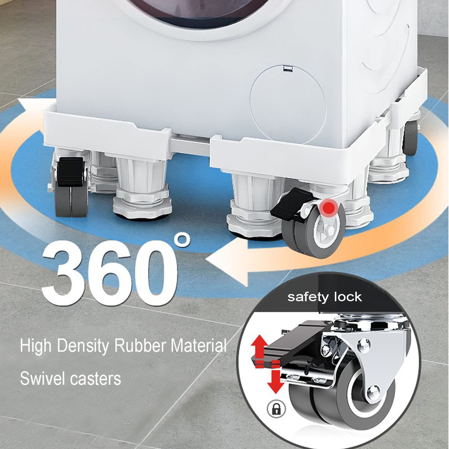 Soporte de Base Ajustable Multifuncional Lavadora con Ruedas,Alfombrilla Antivibración,Patas Antivibracion para Lavadora Secadora Refrigerador,Carga 350kg