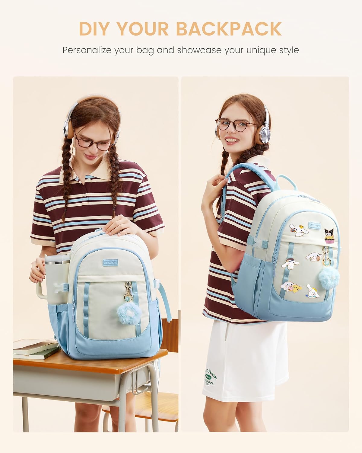 Lovevook School Backpack Teen Girl Cute