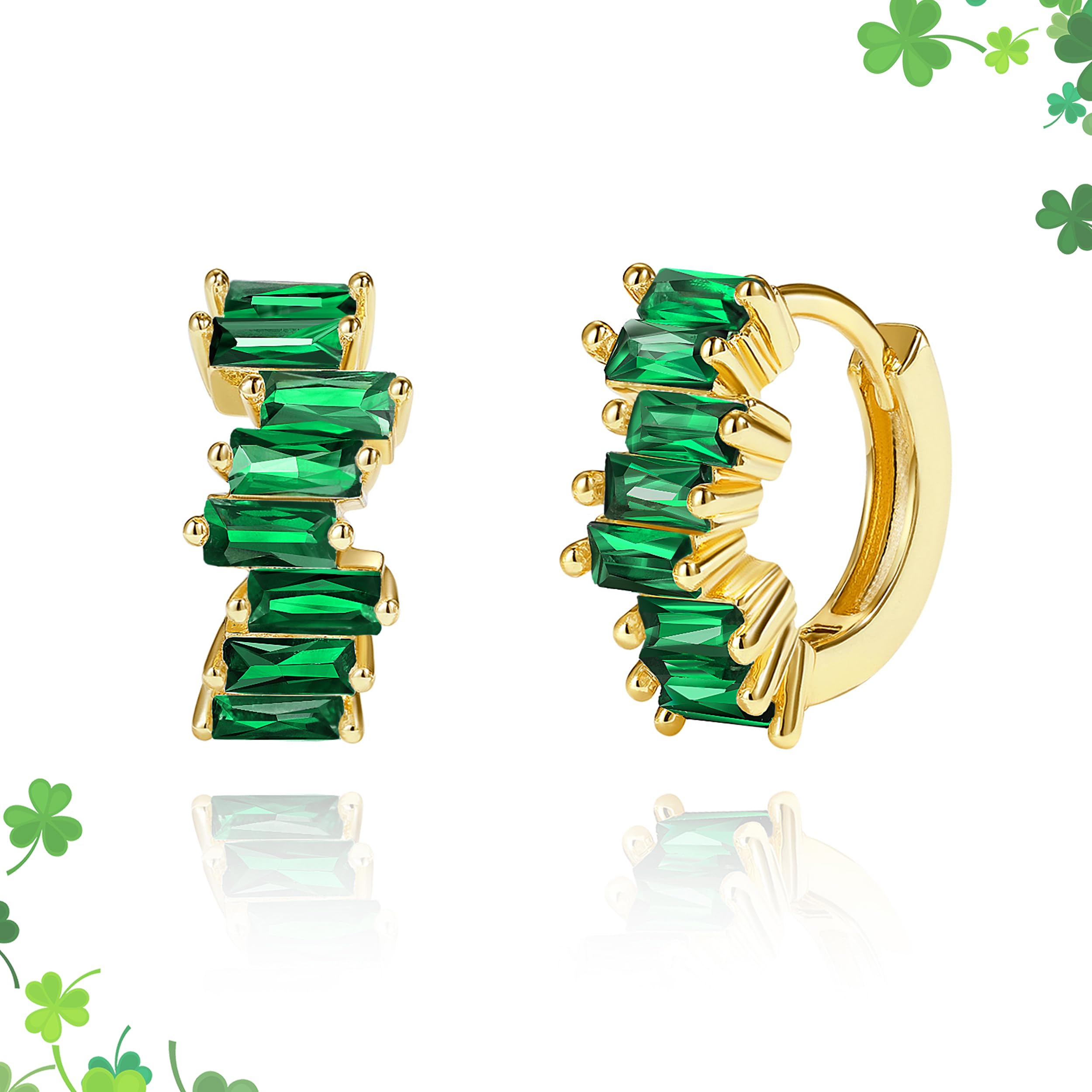 Gold Huggie Earrings Small Huggie Hoop Earrings for Women 14K Gold Plated Hypoallergenic Cubic Zirconia Huggies Mini Silver Hoop Earring for Women