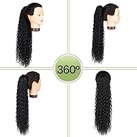 Vista 5 de Extensión de cabello rizado de 32 pulgadas de largo, cola de caballo sintética con clip instantáneo, resistente al calor, marrón oscuro (#2), 6.70