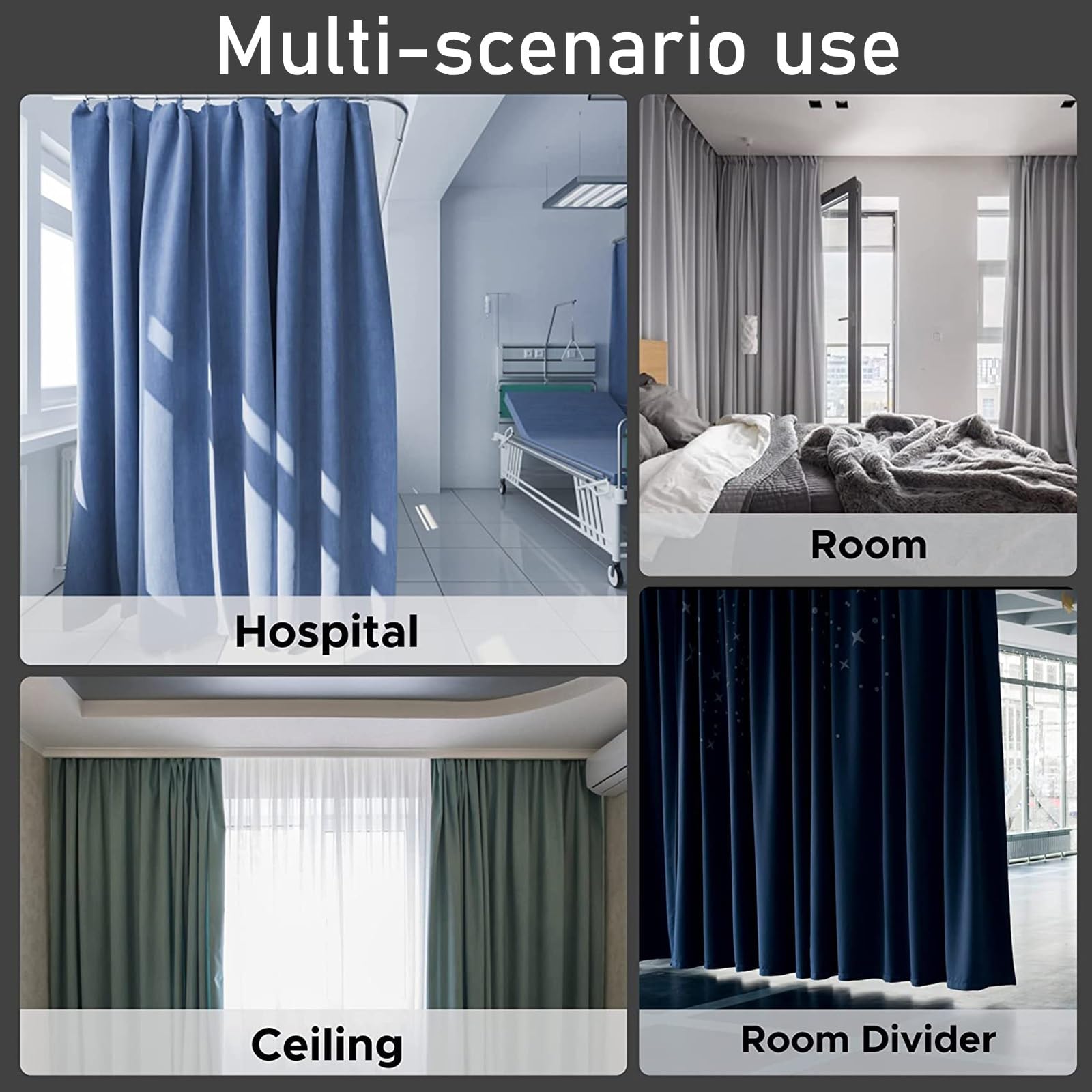 Heavy Du elastyczna aluminiowa szyna sufitowa ain track - prosty montaż systemu rozdzielacza pokojowego przesuwna szyna prysznicowa, czarne pręty sufitowe do domu i biura