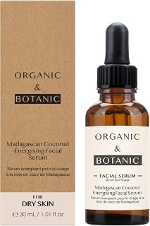 Organic & Botanic Madagascan Coconut Energising Facial Serum, 30ml. Premium Vegan Skincare For All Skin Types. Made In The UK.