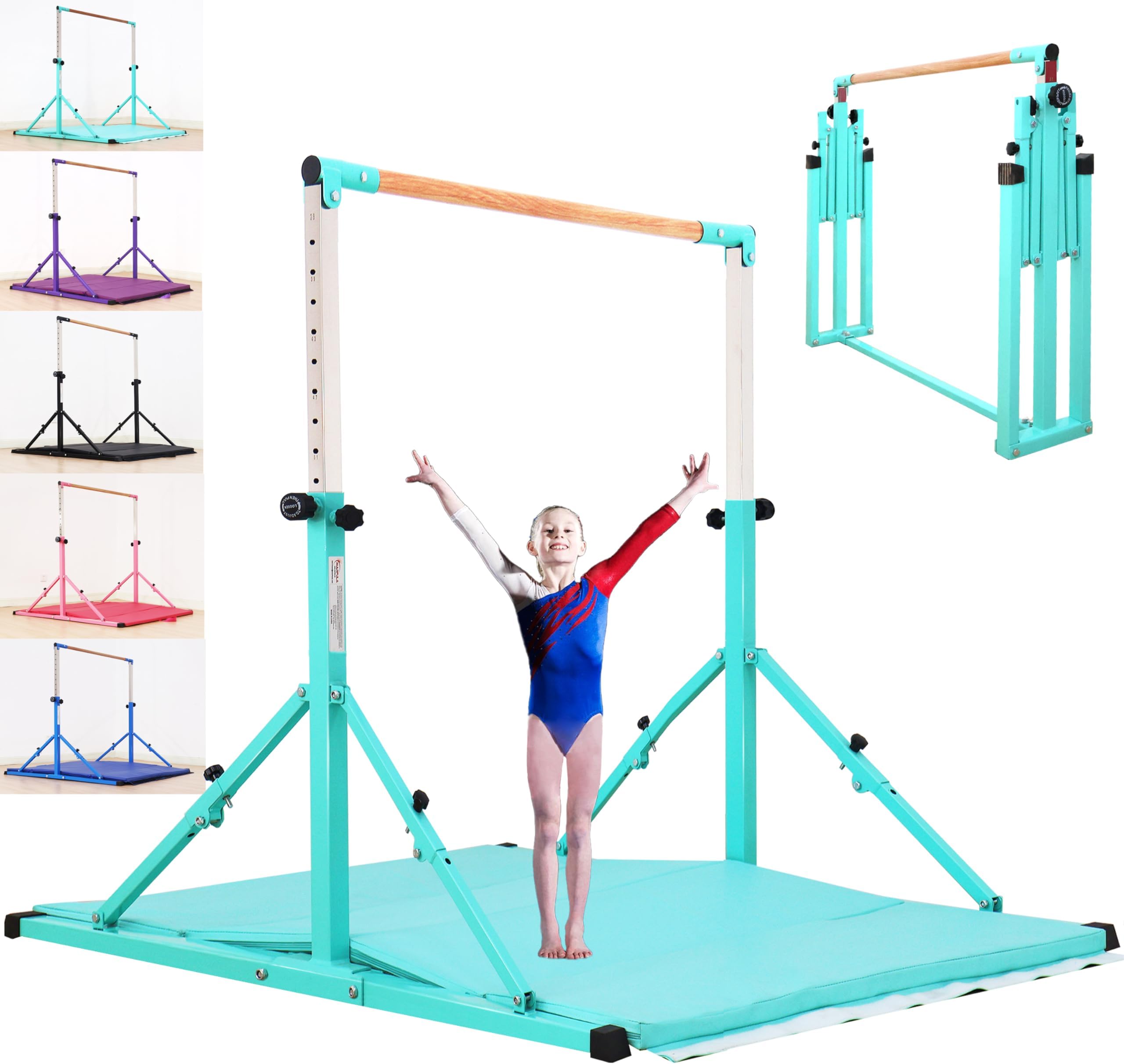 MARFULA 4FT/5FT/6FT Gymnastic Bar Set Gymnastics Horizontal Bar Gymnastics Kip Bar for Kids Home Use