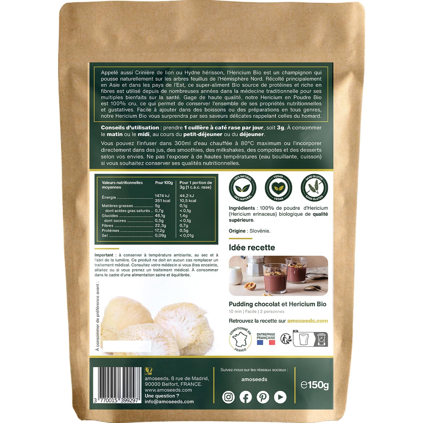 Hericium en poudre Bio (150g)