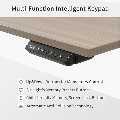 Miniatura 7 de CubiCubi Escritorio ejecutivo de pie en forma de L de 63 pulgadas con archivador de 3 cajones, escritorio eléctrico de altura ajustable para oficina