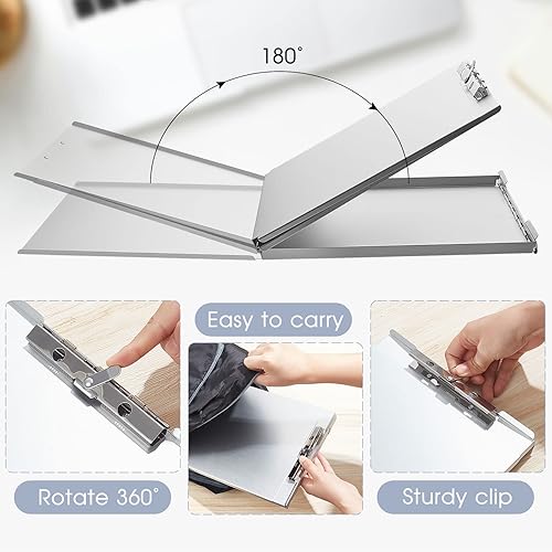 Miniatura 3 de Henoyso Portapapeles de almacenamiento de metal a granel de aluminio resistente para profesores, contratistas, construcción médica, oficina,