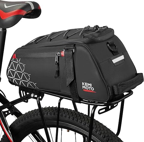 KEMIMOTO 2 in 1 Borse per Bici, 8L Borse Bici Posteriore Laterali, Borsa per Bicicletta Impermeabile in PVC per Strada Bike Mountain Bike, Nero