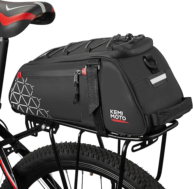 KEMIMOTO 2 in 1 Borse per Bici, 8L Borse Bici Posteriore Laterali, Borsa per Bicicletta Impermeabile in PVC per Strada Bike Mountain Bike, Nero