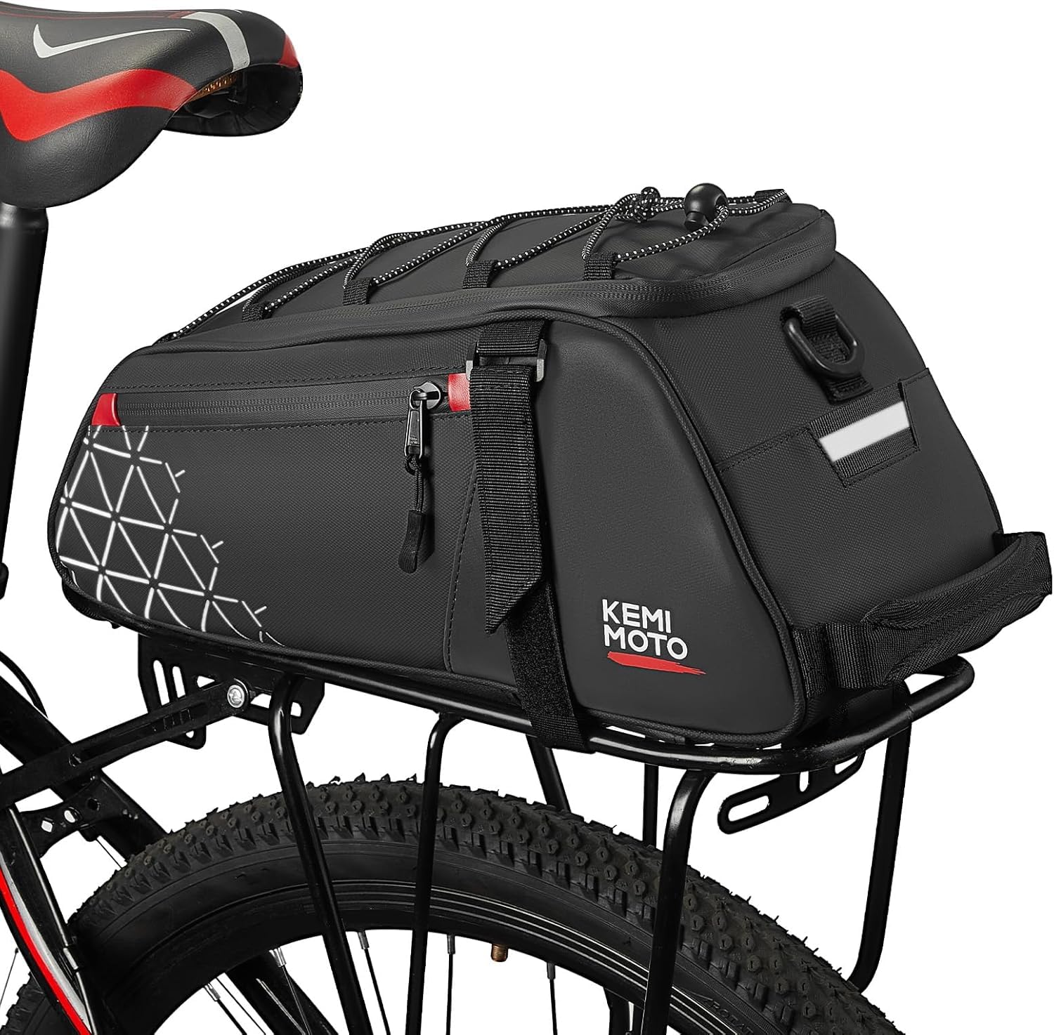 Borsa Da Sella Bici KEMIMOTO 15L Impermeabile - Per MTB, Strada, Con Riflettenti, Senza Portapacchi - Foto 6