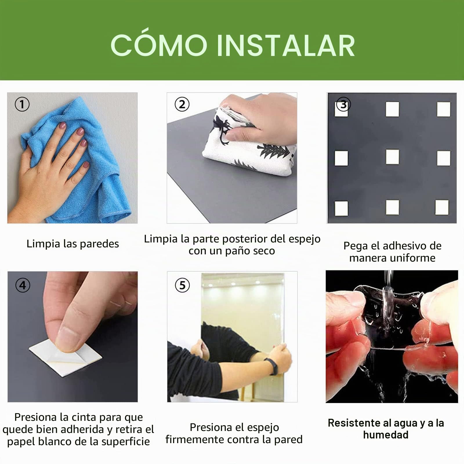 Espejos Adhesivos de Pared - Espejos Decorativos de Pared HD Autoadhesivos Grandes