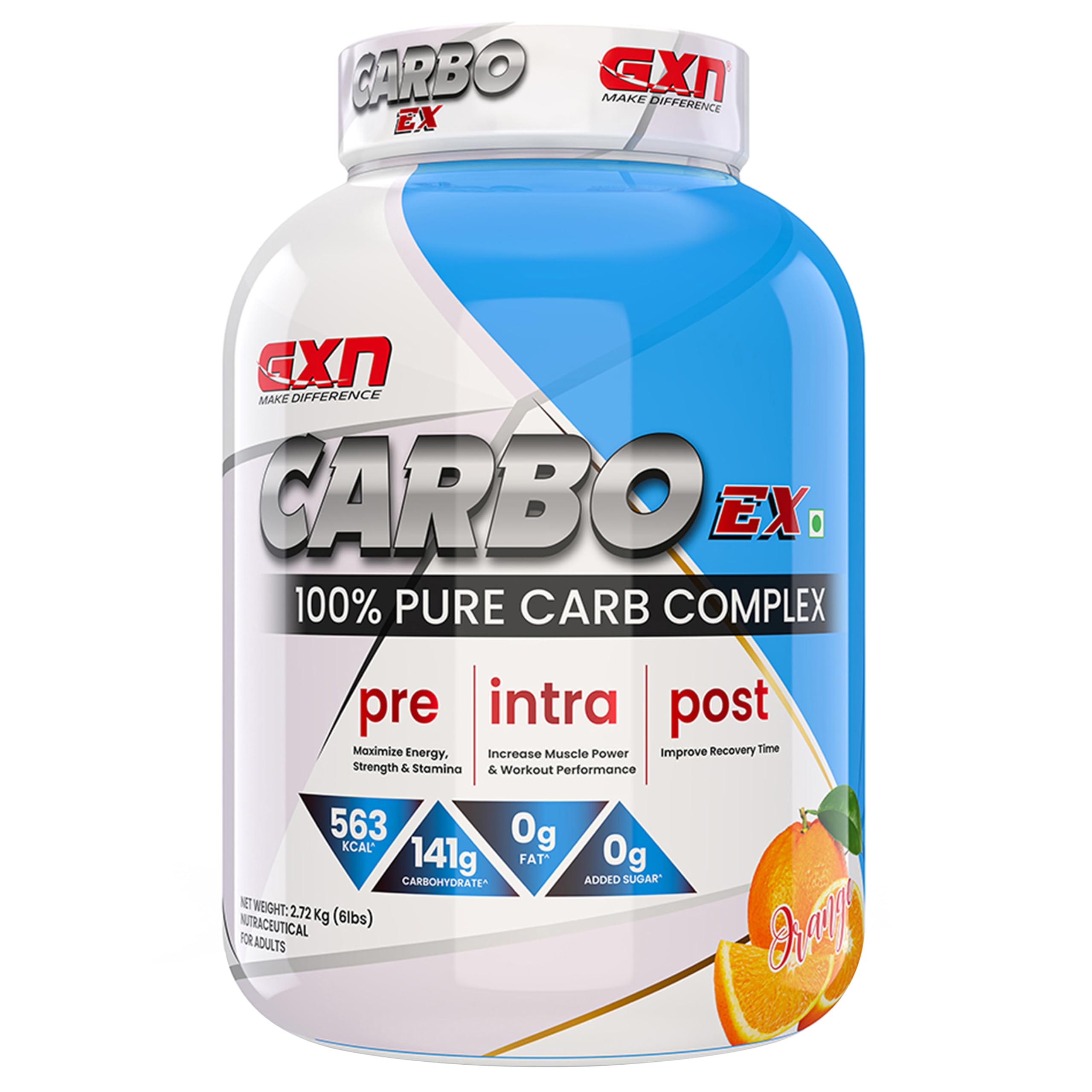 GXN Carbo Ex 6 lbs | 281 Kcal | Zero Added Sugar | Orange | 37 Servings