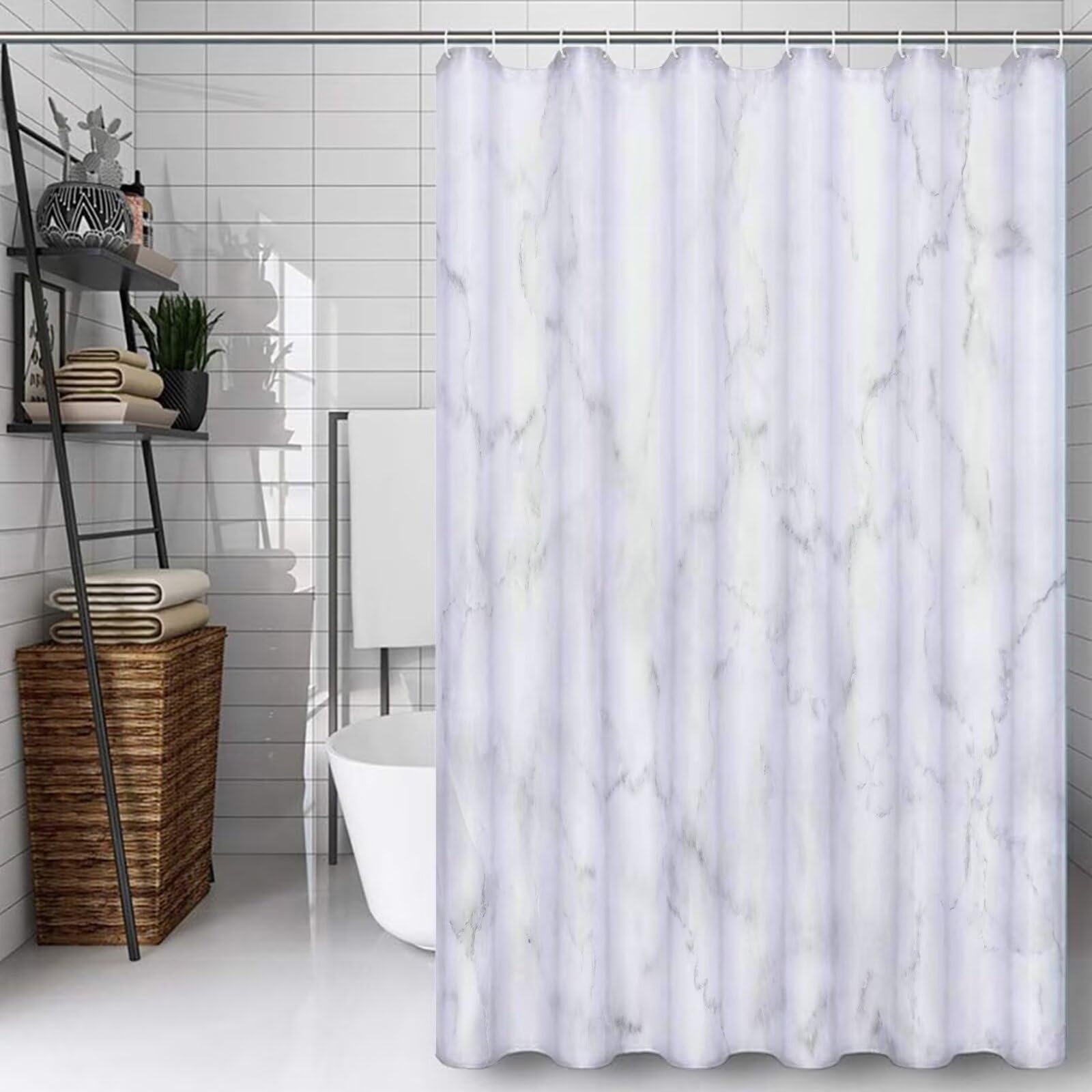 Rideau de douche imperméable en tissu polyester lavable et résistant 180x190cm