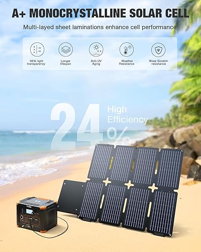 Miniatura 3 de GRECELL Panel solar plegable de 80 W, cargador solar portátil con USB-A y USB-C QC3.0 (18W) IP67 impermeable para teléfono celular al aire libre,