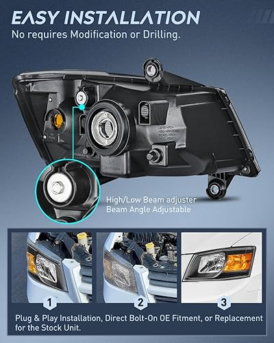 Vista 22 de Nilight Conjunto de faros delanteros compatible con Chrysler Town & Country Dodge Grand Caravan Plymouth Grand Voyager 1996 1997 1998 1999 1999