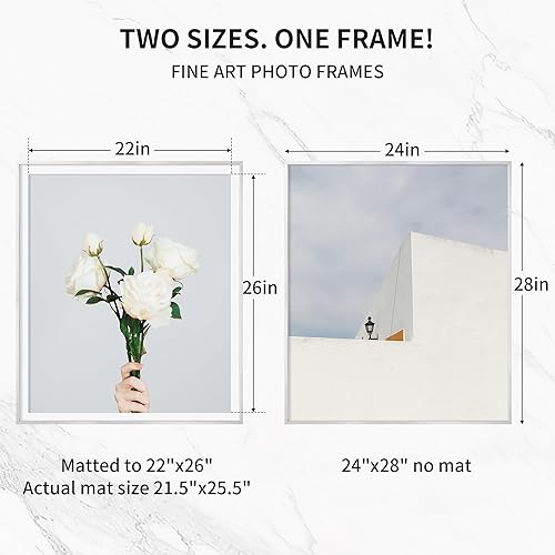 Miniatura 456 de Fun Memories Portarretratos de metal de 16 x 20 pulgadas con paspartú de 11 x 14 pulgadas, acabado de aluminio cepillado, parte delantera de vidrio