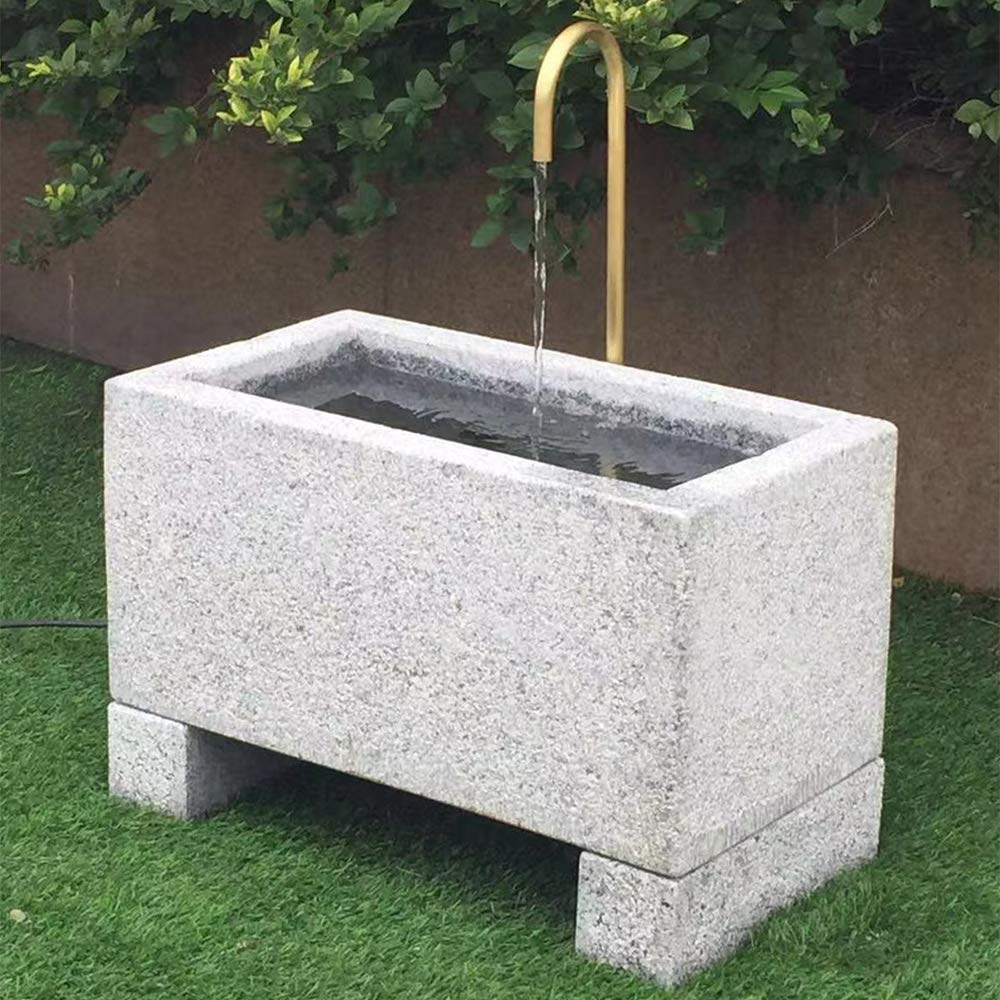 Dehner Gartenbrunnen Salzburg, ca. 60 x 72 x 35 cm, Granit/Metall, grau/Gold