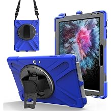 Kids Case for 10.5 Inch Microsoft Surface Go 3 2021/Surface Go 2 2020, 360 Rotating Full-Body Heavy Duty Rugged Case with Hand Strap Shoulder Strap, Blue