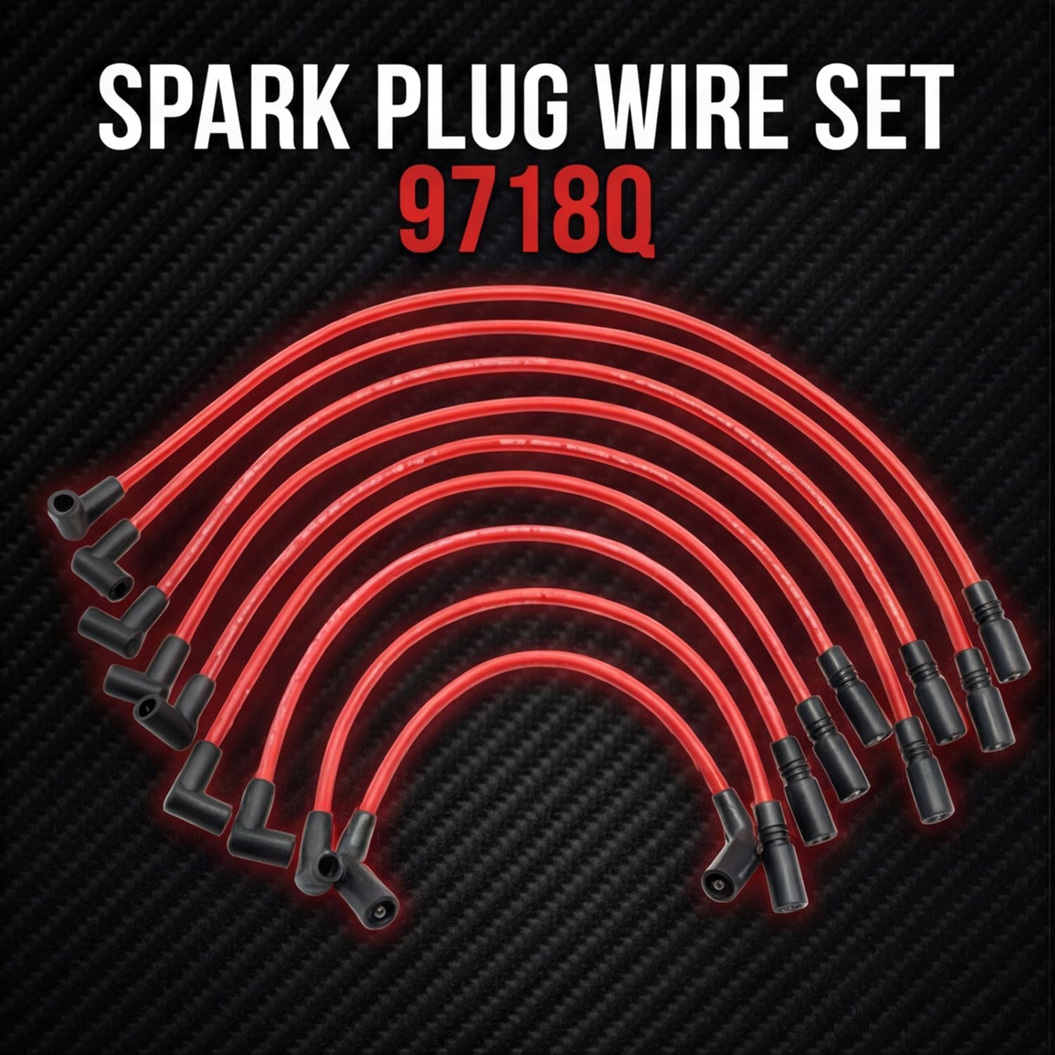 Spark Plug Wire Set 9718Q Compatible with Chevrolet GMC Cadillac C1500 C2500 C3500 K1500 K2500 K3500 Express Savana Suburban Tahoe Yukon Replaces 88862381 35-8150