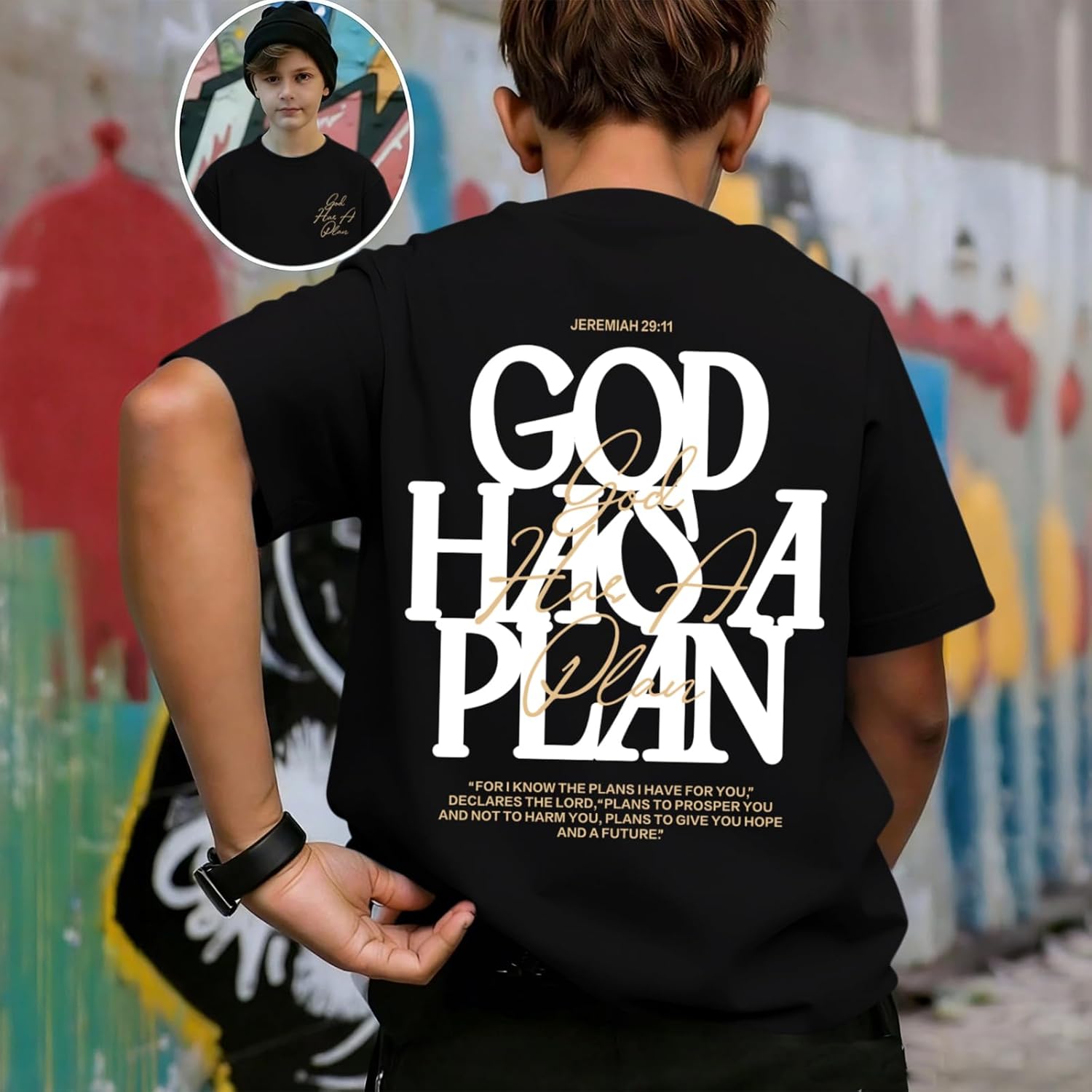 Boys Oversized Christian Shirts for Kids Jesus God Faith Graphic Tees Bible Verse Religious Cotton T Shirt