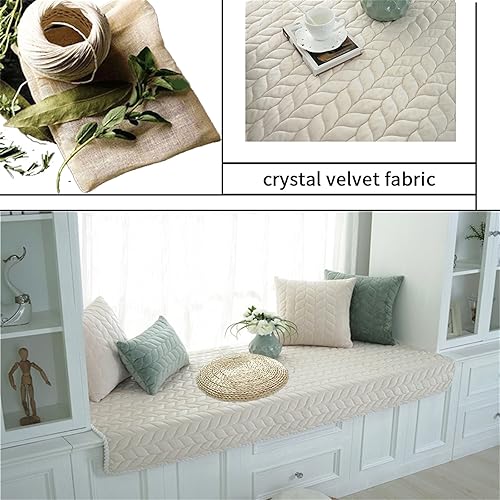 Miniatura 9 de JeogYong Tapete grueso de felpa para ventana de bahía antideslizante, terciopelo de cristal, cojín moderno para asiento de banco de ventana para