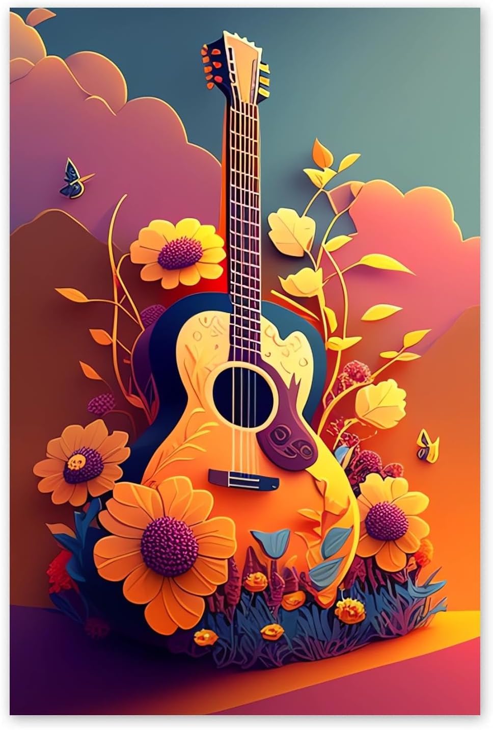 NSUAJOF Diamond Painting Kits DIY Full Round Drill Color Guitar Soft Canvas Personalized Design, Music 5D Art - Cute Home Decor & Great Gift for Others 20x30 Inch