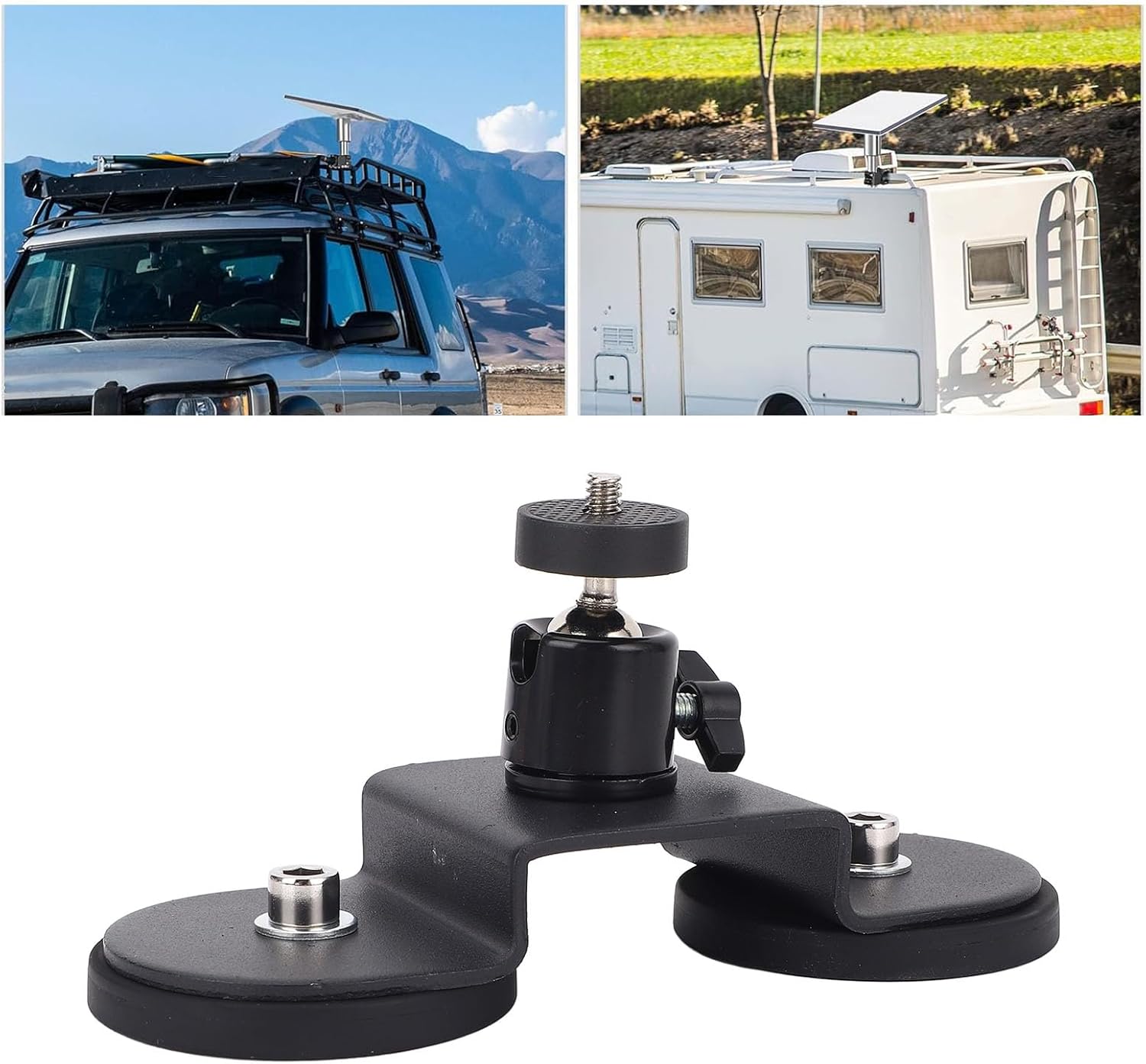 WALFRONT Rectangular Satellite Car Mount Base, Mini Dish Bracket, Strong Adsorption Kit for RV Boat, Seamless Installation on Various Surfaces