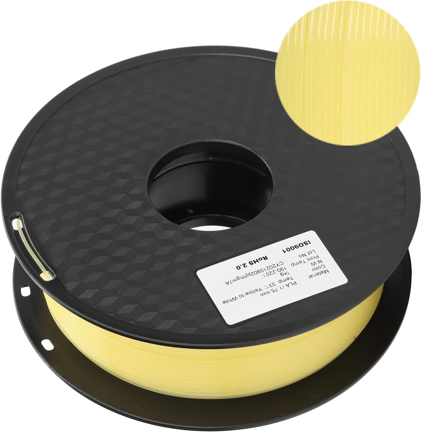 BORDSTRACT 3D Printer Filaments, 1.75mm 1kg Yellow to White PLA Color Changing Filaments, FDM Temperature Color Changing Printing Filaments for 1.75mm 3D Printers