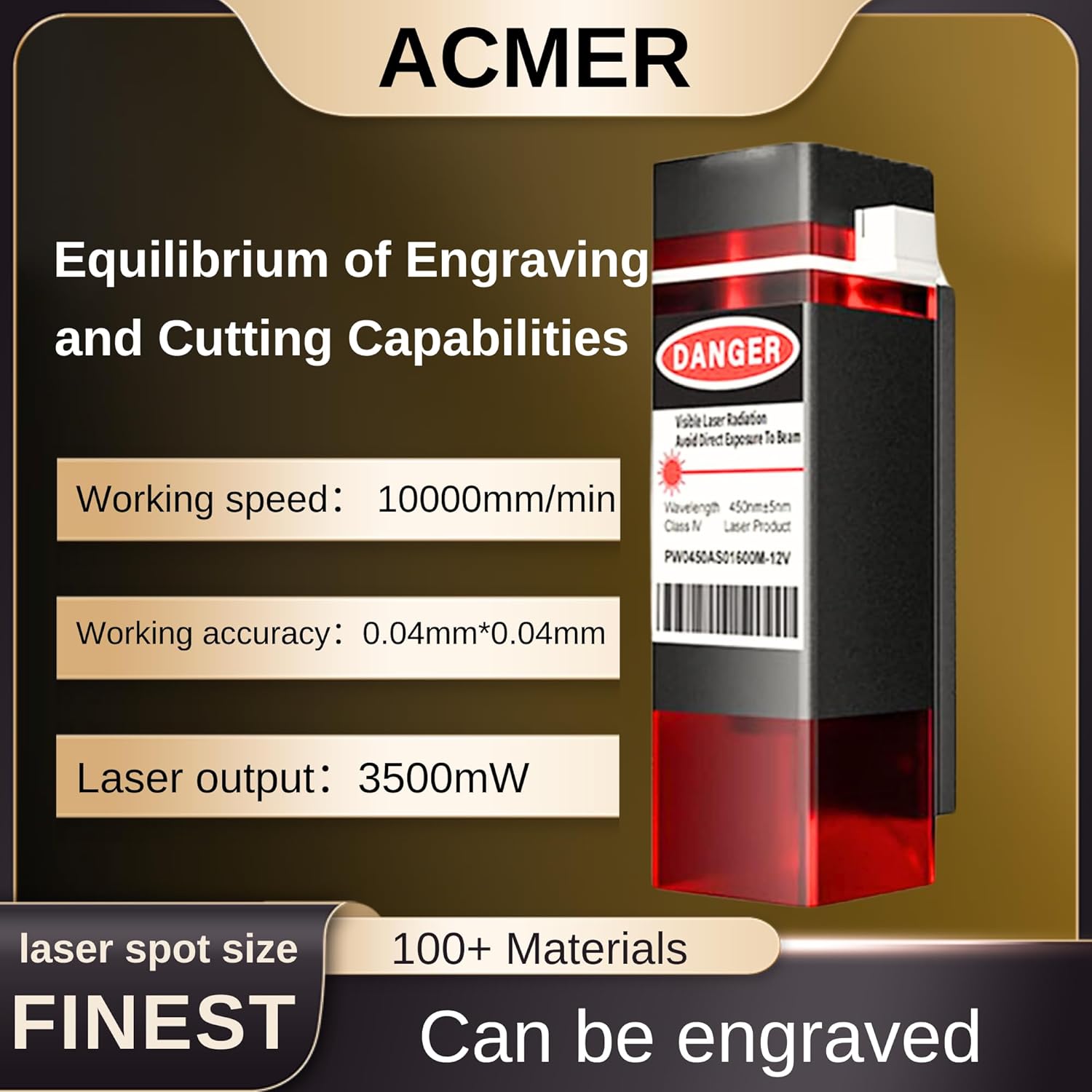 ACMER S1 Laser Engraver for Beginner Mini Laser Engraving Machine for Wood, Leather, Plastic, Laser Class4 (Black, S1 3500mW)