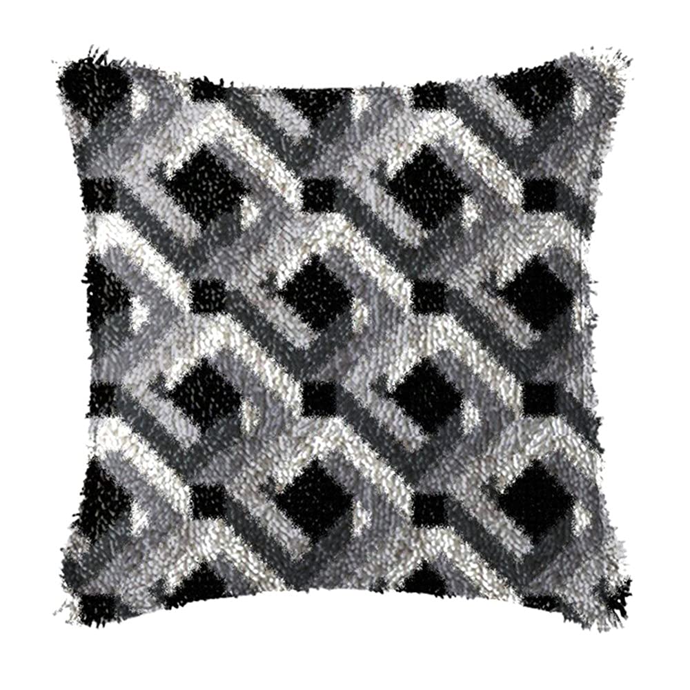 DL-YTG DIY Latch Hook Kits Throw Pillow Flowers Cover Rug Pattern Color Printed Canvas16X17 inch, Crochet Needlework Crafts for Adults