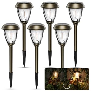 XMCOSY Solar Pathway Lights - Durable Glass Stainless Steel 10 25 LM Brightness 2 Adjustable Modes Waterproof LED