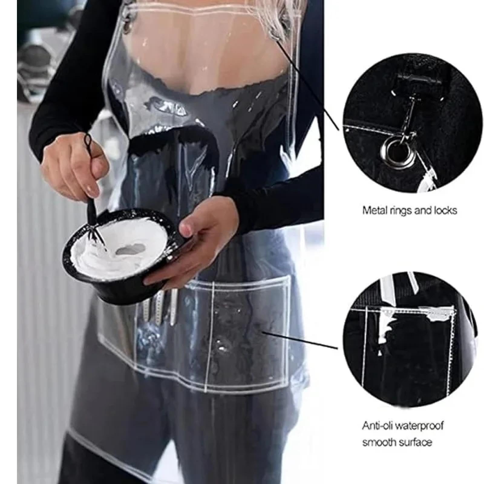 Delantal Cocina Baberos Delantal De Peluquero A La Moda Delantal Transparente Impermeable Reutilizable Unisex para Cocina Peluquería Barista Suministros para El Hogar