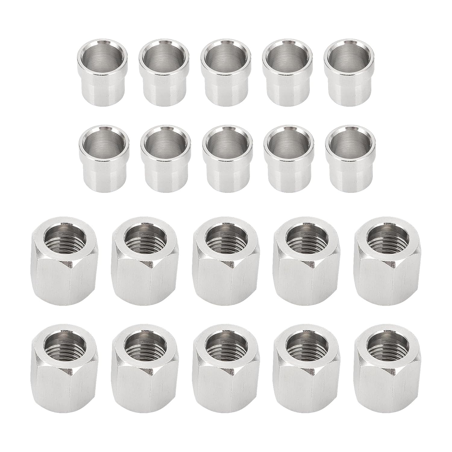 AUTOVIC #6 Hardline Nut and Sleeve Set Stainless Steel for 3/8" Hard Line, Compatible with Lowrider Hydraulic Systems, 10 Set