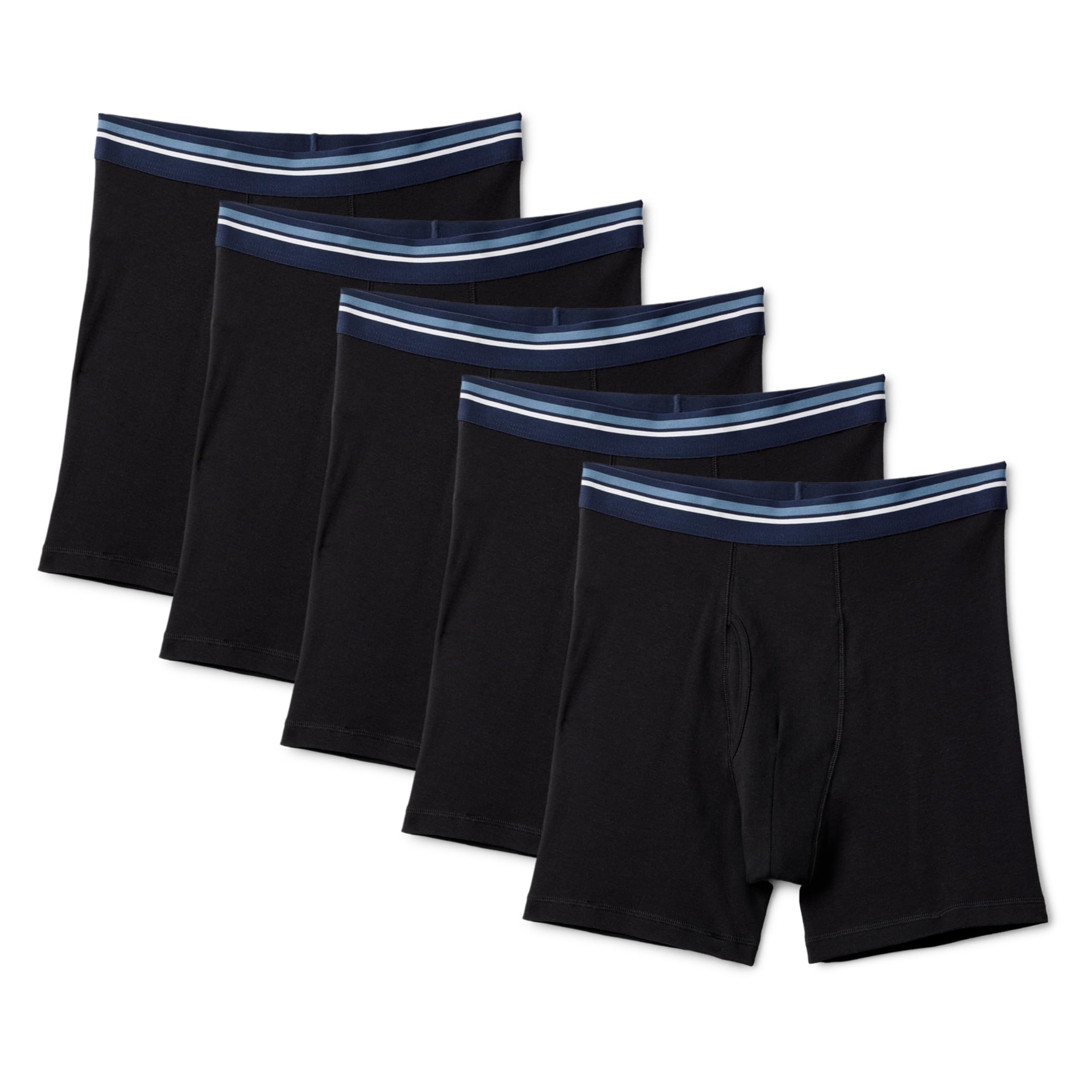 Amazon Essentials Men's Breathable Cotton Underwear Boxer Briefs, Tag-Free, Pack of 5