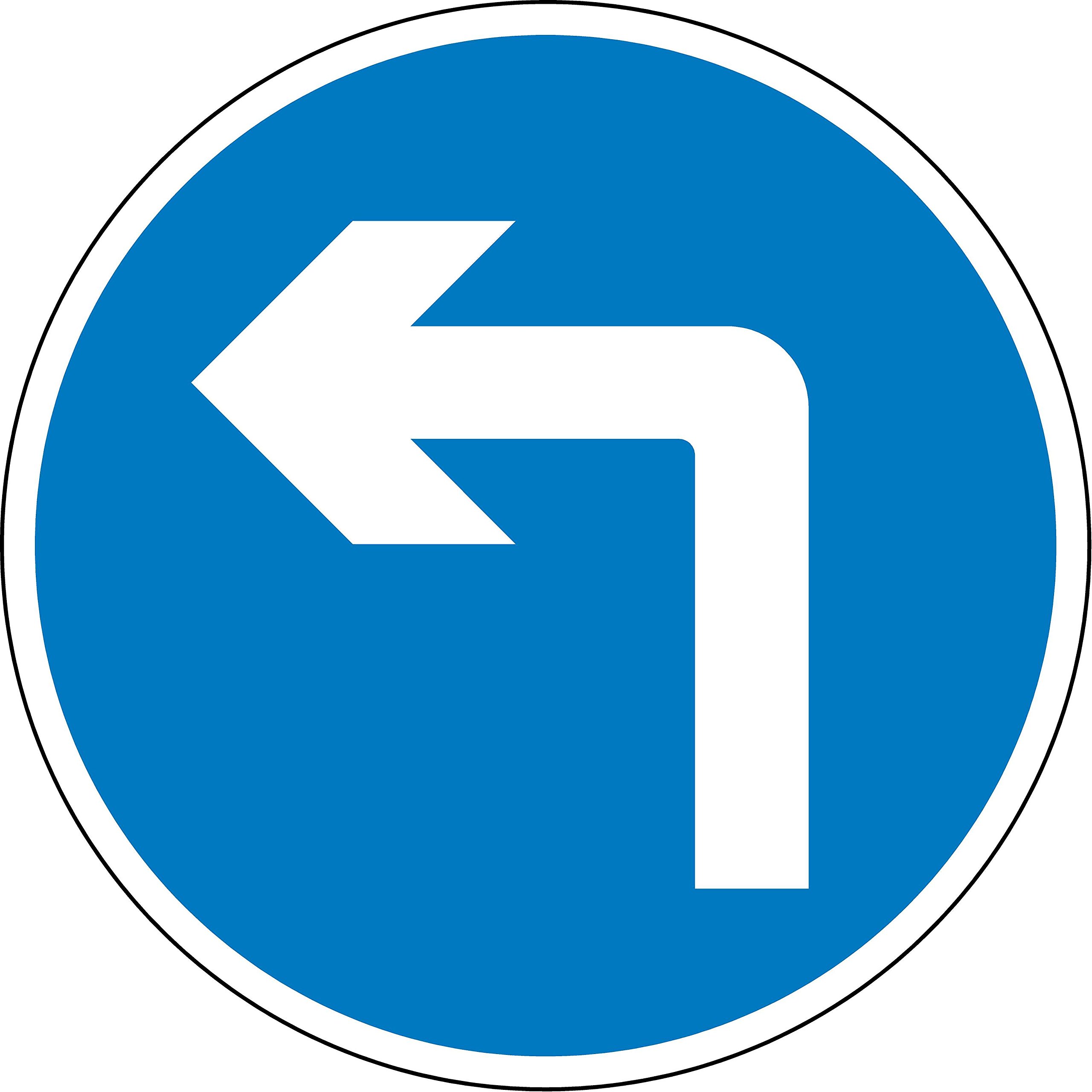 Road traffic Turn left ahead safety sign - 3mm Aluminium sign fitted with 2 strips Channel to rear for mounting on post 300mm x 300mm
