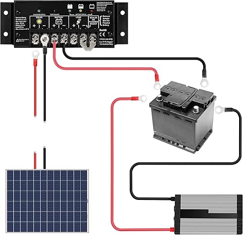 Miniatura 4 de Cables de batería solares de calibre 10, cables inversores de corriente con terminales de anillo de 38 pulgadas, cable de extensión de bandeja de
