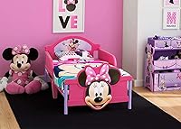 Vista 2 de Delta Children - Cama infantil con estribo 3D, Disney Minnie Mouse y Delta Children 6 cubos de diseño y almacenamiento de juguetes, organizador