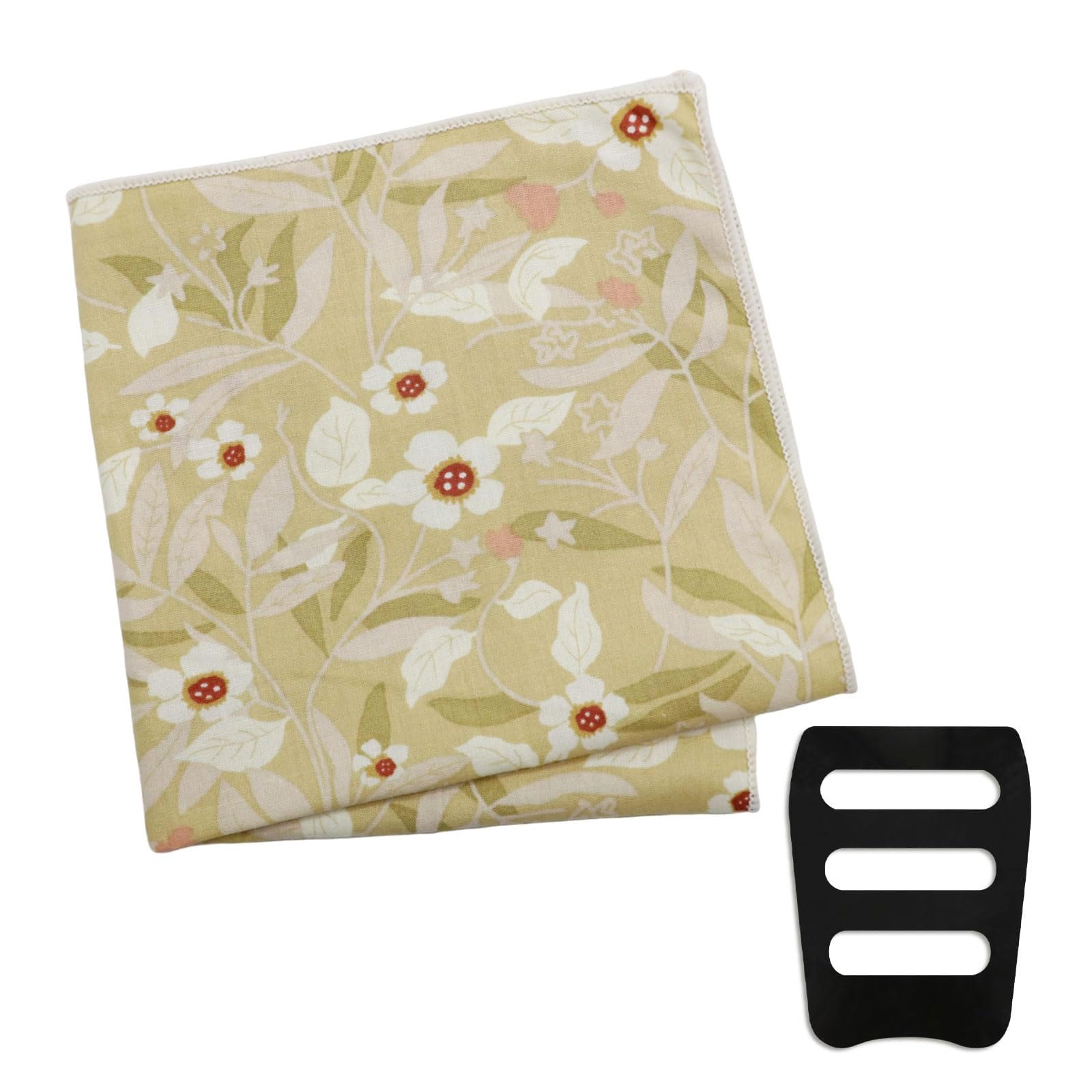 Floral Pocket Squares for Men with Holder Printed Flower Mens Handkerchief Cotton Suit Pocket Hanky for Wedding