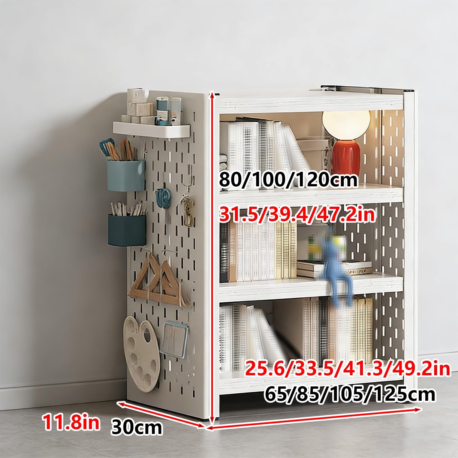 Scaffale Metallo Garage Scaffalatura Pannello Forato Sui Lati Altezza del Ripiano Regolabile Adatto per Studio, Soggiorno e Ufficio Scaffale in Metallo con Ripiani(85 * 30 * 120cm)