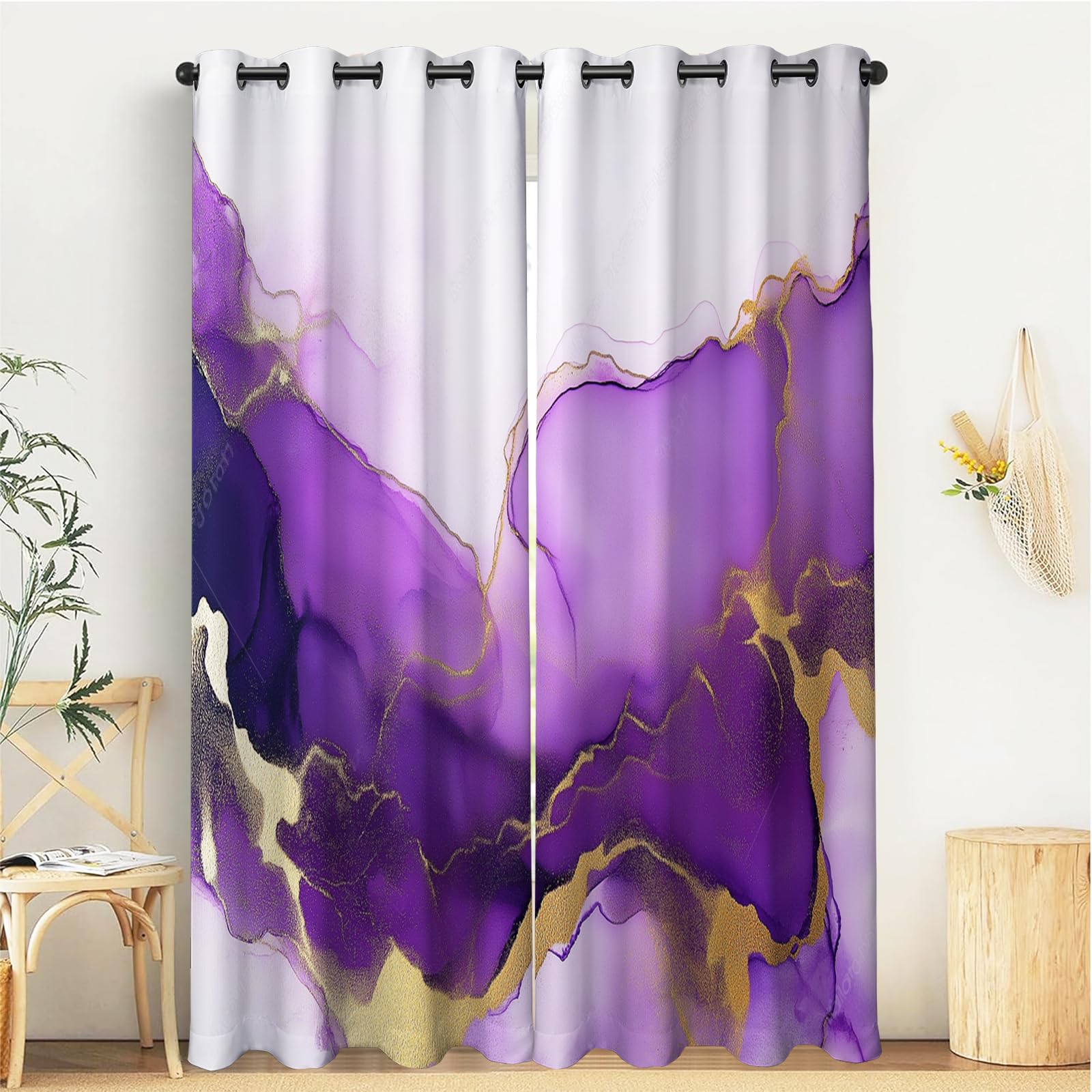 Rideaux occultants 3D violets pour une chambre d'enfant cocooning