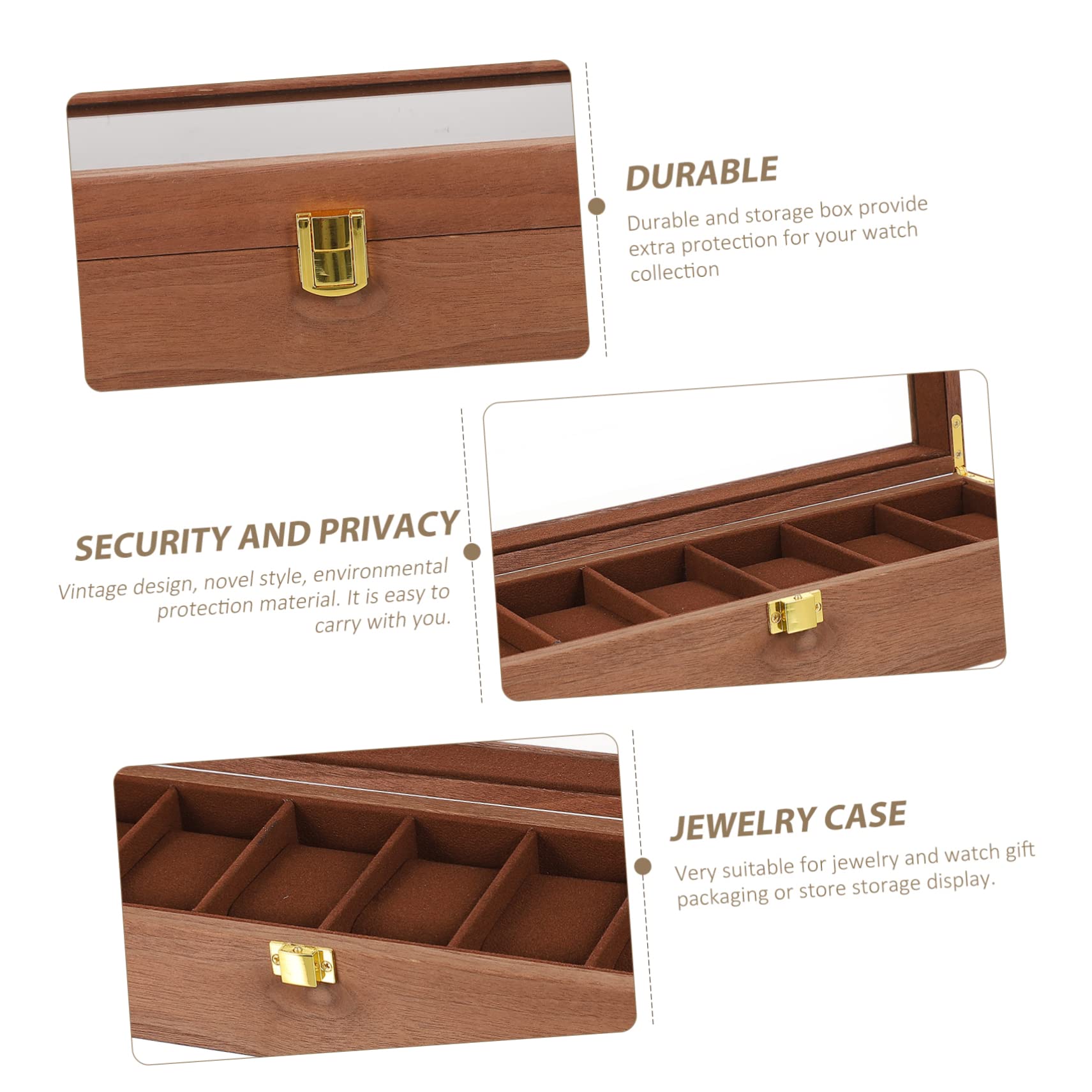 GALPADA Slot Vintage Wooden Watch Display Box Elegant Buckle Watch Storage Organizer for Men Women Retro Design Durable Walnut Case for Jewelry Watch Packaging
