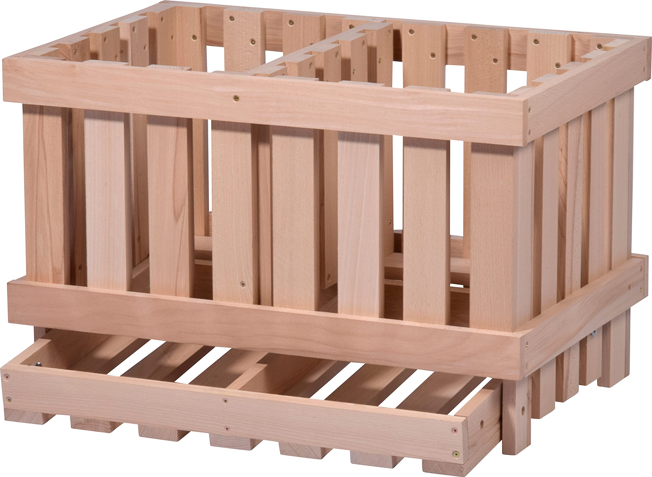 dobar® green label 29023FSCe Premium Kartoffelkiste | Kartoffelhorde mit 2 Abteilen| Obstkiste aus Massivholz | Vorratskiste für Obst/Gemüse | mit Kippfach | Buchenholz | 60 x 40 x 40 cm | Natur