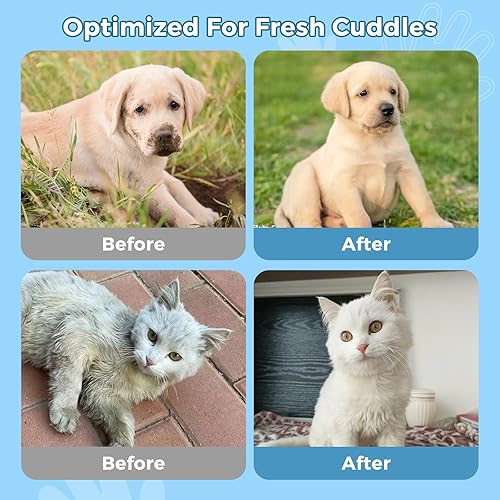 Miniatura 4 de Toallitas de baño para mascotas para perros y gatos, guantes de limpieza y desodorización, toallitas nutritivas para el cuidado diario y viajes, sin