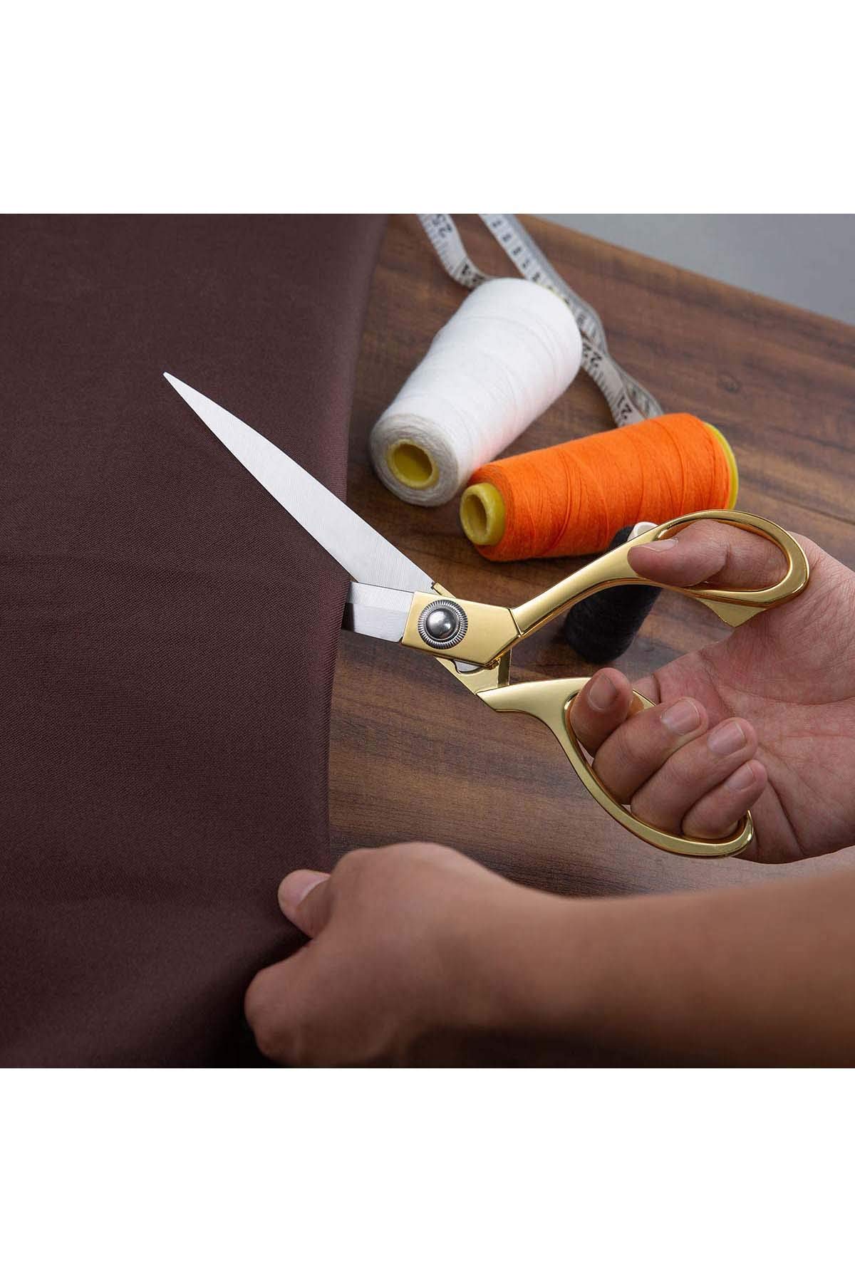 İşkur Makina Profesyonel Metal Terzi Makası Altın Renkli Büyük Boy 26 cm