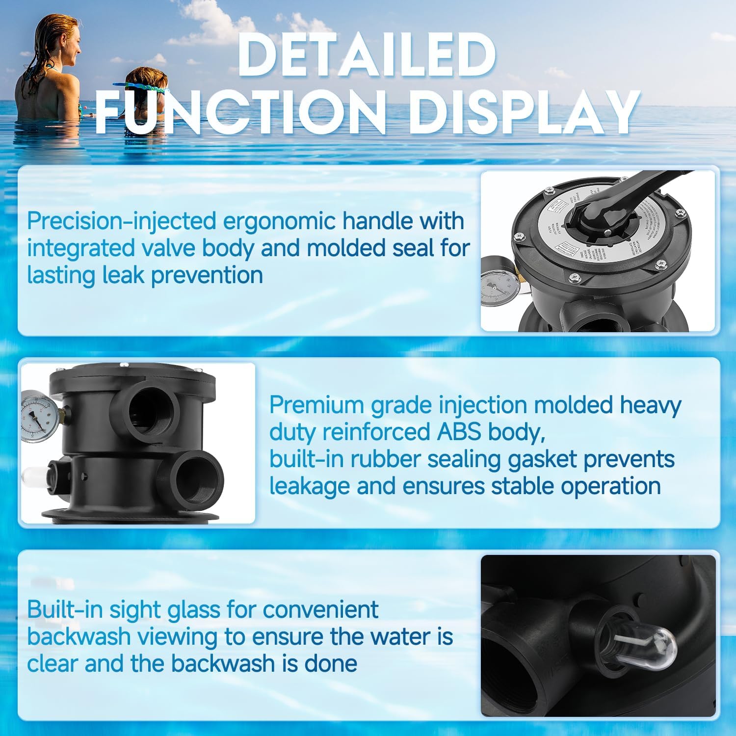 SP0714T Top-Mount Multiport Valve Fit for Hayward SandMaster Sand Filters SM1700T | Fit for Hayward SwimPro Sand Filters SW196T | Fit for Hayward ProSeries Sand Filters GM140.GM142