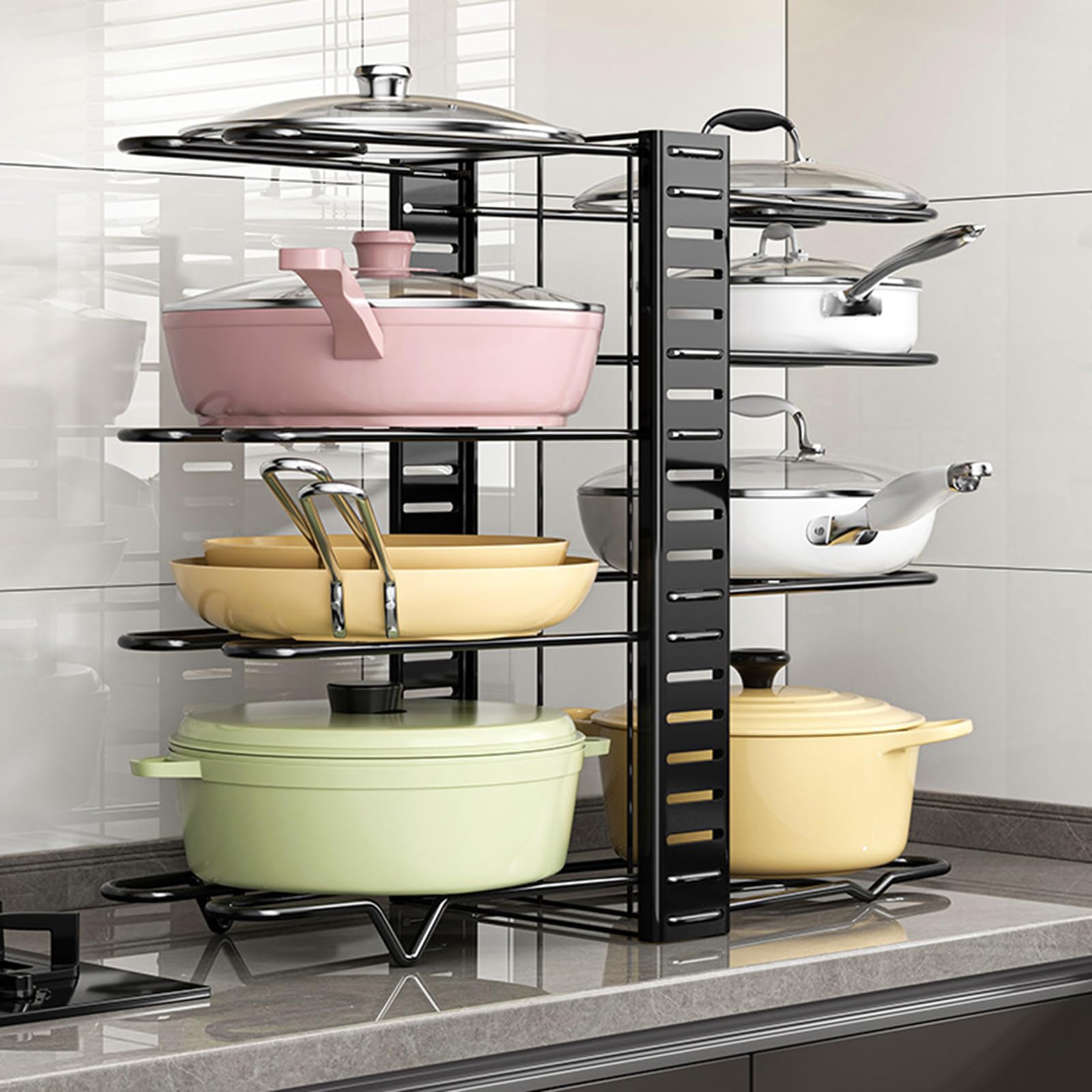 Organizadores de estantes para de Cocina, Estante de Almacenamiento Extensible para Utensilios de Cocina, Tapas de sartenes, gabinete para Ahorrar Espacio, Estante para Platos